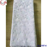Tissu en dentelle de coton suisse KC137 brodé de pierres, style nigérian et de Dubaï, pour la couture de robes de mariée