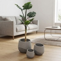 Grand pot de fleurs extérieur en fibre de verre écologique avec finition sculptée à la main, design moderne, fabriqué au Guangdong