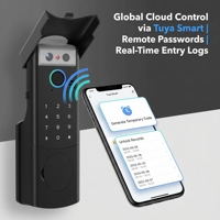 Serrure intelligente en alliage d'aluminium, 13 langues, caméra intégrée, clavier, RFID, entrée sans clé, serrure de porte intelligente TUYA pour hôtel Airbnb