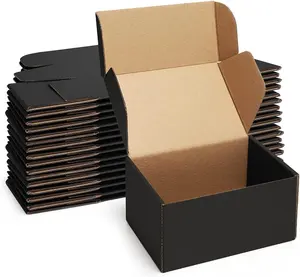 Caixa de papel kraft marrom reciclado preto para envio por atacado, embalagem personalizada, caixa de presente dobrável