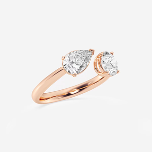 Elegante Anillo de Diamantes en Forma de Pera y Redondos, 1.50 Quilates de Peso Total, en Oro Blanco, Amarillo y Rosa de 14K y 18K, Anillo de Moda para Mujer - Product Image 3