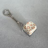 Porte-clés clavier mécanique LED anti-stress motif léopard à pois, étoile et cœur, avec bouton de commutation et clic sonore