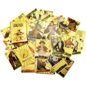 Venta al por mayor 55 unids/set inglés One Piece Gold Card Luffy Zoro Anime Game Card