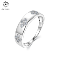 Bague en moissanite trèfle à quatre feuilles de 0,18 CTW, argent sterling S925, micro-pavée, bijoux fins de luxe