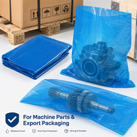 Sacs à soufflets antistatiques bleus en PE personnalisés avec VCI pour pièces de machines et emballage de fret maritime