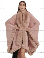 Winter Übergroßer Kunstfell-Umhang mit Strickborte, Cardigan, Umhang, Schal, Wickel, Umweltfreundlicher Outdoor-Luxus-Poncho-Design