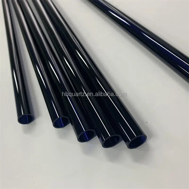 Factory supply dark blue quartz glass tubing blue fused silica pipe