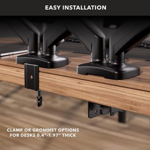 C-kẹp & Grommet cơ sở chuyển động đầy đủ khí mùa xuân Màn hình kép bàn Cánh tay màn hình giữ 17.<span class=keywords><strong>6</strong></span> lbs mỗi đứng VESA núi - Product Image 4