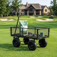 Carrito Plegable de Acero Inoxidable Plateado con 4 Ruedas y Asa en D para Herramientas de Exterior, Garantía OEM de 1 Año