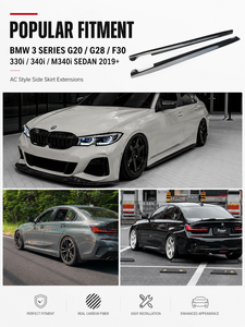 Extensions de jupes latérales style AC en fibre de carbone véritable pour <span class=keywords><strong>BMW</strong></span> Série <span class=keywords><strong>3</strong></span> G20 G28 F30 330i 340i M340i Berline Kit Carrosserie Twill 3K 2019+ - Product Image 5
