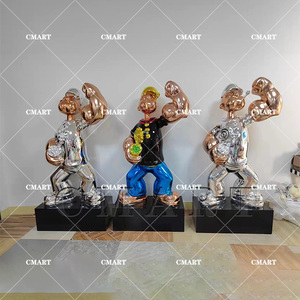 ประติมากรรมป๊อปอายขนาดใหญ่กลางแจ้งสุดหรูหราจากแกลเลอรีโครม รูปปั้นป๊อปอายตั้งพื้นขนาดใหญ่ รูปปั้นป๊อปอายโมโนโพลีสูง 6 ฟุต ประติมากรรมป๊อปอายสไตล์ป๊อปอาร์ต - Product Image 3