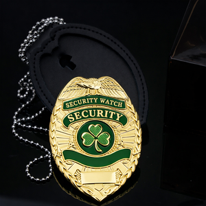 Badge de sécurité personnalisé en alliage de zinc doré pour uniforme de <span class=keywords><strong>garde</strong></span> du <span class=keywords><strong>corps</strong></span>, épinglette vierge en métal, <span class=keywords><strong>pas</strong></span> <span class=keywords><strong>cher</strong></span> - Product Image 1