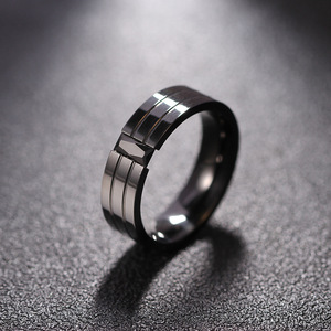Bague géométrique pour homme en zircon noir 22MM en acier inoxydable avec sertissage pavé, bijou cadeau - Product Image 1