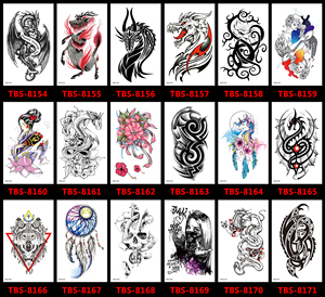 Autocollants instantanés pour tatouage, papier, filles, sexy, noir, <span class=keywords><strong>rouge</strong></span>, <span class=keywords><strong>rose</strong></span>, fleur, crâne, étiquettes, autocollants, décalcomanies - Product Image 6