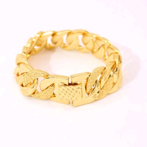 Pulsera de eslabones de muñeca clásica con relleno de oro amarillo de 18 quilates, pulsera gruesa pesada de <span class=keywords><strong>20cm</strong></span> de largo para hombres y mujeres, regalo perfecto de estilo moderno - Product Image 4