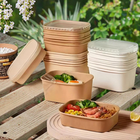 Boîte à lunch jetable 26oz écologique personnalisée avec papier kraft rectangulaire étanche à emporter pour les pique-niques