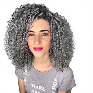 Ingrosso 1 Pacchetto di Capelli Umani Grigio Sale e Pepe Argento Grigio Afro Ricci Marrone Senza Trama per Trecce Boho Ondulate - Product Image 6