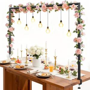 LANJO <b>Adjustable</b> Metal Black <b>Table</b> Arch Hanging Over The <b>Table</b> Rod Stand with Clamps for Wedding Birthday Party Christmas - Product Image 3