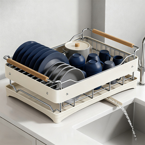 Égouttoir à vaisselle en acier inoxydable blanc 2026 pour évier de cuisine, support de rangement pour assiettes et ustensiles - Product Image 1
