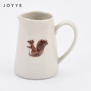 Joyye动物系列艺术奶壶透明玻璃，古典投手浮雕图案