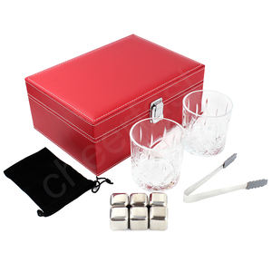 Caja <span class=keywords><strong>de</strong></span> cuero rojo <span class=keywords><strong>de</strong></span> buena calidad, piedra <span class=keywords><strong>de</strong></span> hielo <span class=keywords><strong>de</strong></span> acero inoxidable y <span class=keywords><strong>gafas</strong></span>, juego <span class=keywords><strong>de</strong></span> regalo, cubos <span class=keywords><strong>de</strong></span> hielo reutilizables para whisky, piedra para bebidas, 6 piezas - Product Image 3