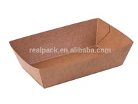 Plateaux en papier en forme de bateau personnalisés en gros, emballages jetables pour la restauration rapide, boîtes en carton ondulé, plateaux en papier pour snacks à emporter