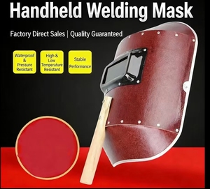 Careta de Soldadura Semiautomática Roja de Mano, Clásica, con Borde de <span class=keywords><strong>Aluminio</strong></span> Engrosado, Impermeable, Cascos de Protección - Product Image 1