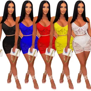 Sommer neue Stil Mode ärmellose Weste Shorts sexy einfarbig lässig Spitze Slim Fit 2 Stück Sets elegante Anzüge Damen bekleidung