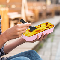 Ustensiles de cuisson de cuisine : Boîtes alimentaires rectangulaires en aluminium, moules à pâtisserie, moule à pain en aluminium rose avec couvercle pour gâteaux et desserts