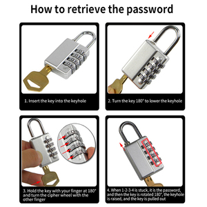 Vente en gros <span class=keywords><strong>Cadenas</strong></span> de casier de sport sans clé à <span class=keywords><strong>4</strong></span> <span class=keywords><strong>chiffres</strong></span> réinitialisables avec combinaison de mot de passe <span class=keywords><strong>cadenas</strong></span> colorés avec clé principale - Product Image 5