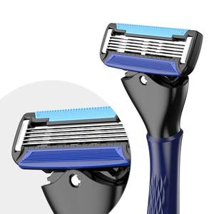 Usine <span class=keywords><strong>pas</strong></span> <span class=keywords><strong>cher</strong></span> prix hommes <span class=keywords><strong>visage</strong></span> rasoir importé 5 lames rasage rasoir poignée en caoutchouc rasoir - Product Image 3