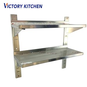 VICTORY KITCHEN Promotion Étagère Murale à 2 Niveaux en Acier Inoxydable 304 de Haute Qualité, Capacité 100 KG, Fournitures de Restaurant - Product Image 1