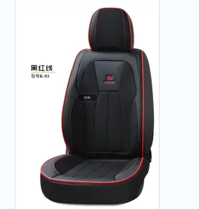 Housse de siège de voiture en cuir PU, sexy, noir, Fine, couture rouge, ensemble complet de 5 sièges