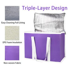 Bán Buôn Công Suất Lớn Tái Sử Dụng Túi Lạnh Có Thể Gập Lại Không Dệt Nhiệt Cách Điện Tùy Chỉnh In Tái Sử Dụng Lớn Túi Lạnh - Product Image 2