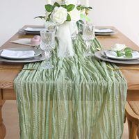 Chemin de table en gaze de coton bleu poussière de 13,3 pieds, style bohème, rustique et transparent, pour mariage et usage domestique, 160 pouces de long