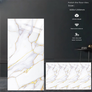 Azulejos de Porcelana Brillante de Diseño Moderno al por Mayor, 600x1200mm, Azulejos Blancos Esmaltados para Interiores, Azulejos de <span class=keywords><strong>Piedra</strong></span> de Lujo para Baños de Villas - Product Image 3