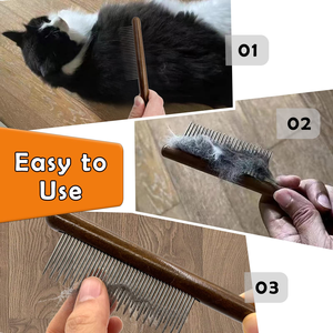 Peigne démêlant de luxe en bois personnalisé avec logo laser pour le toilettage des chats, brosse lissante pour le toilettage des chiens et des animaux de compagnie - Product Image 5