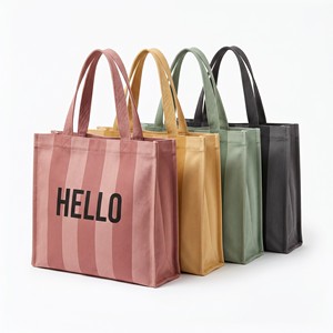 Sac fourre-tout sportif en toile surdimensionné à rayures colorées, avec logo personnalisé imprimé, idéal pour le week-end, le shopping et la salle de sport - Product Image 1