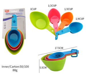 Màu 4 Chiếc Cốc Đo Lường Bộ Muỗng Đo Bằng Nhựa - Product Image 2