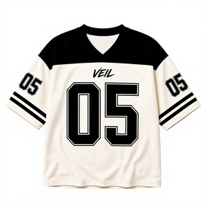 T-shirt Homme Oversize Col V Veil 05 Manches Courtes avec Bordure Contrastante Style Urbain Tissu Jersey Motif Lettres Imprimées - Product Image 1
