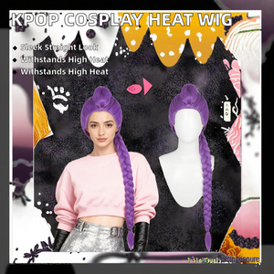 Peluca de Fibra Resistente al Calor de Alta Temperatura para Cosplay de Demon Hunters de KPOP, Estilo ND Rumi, Mira Zoey, Lisa, Transparente, con Malla Rosa - Product Image 2