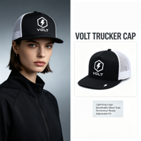 Casquette Trucker Noire et Blanche en Gros, Réglable avec Fermeture à Clip en Plastique, Broderie 3D en Relief, Casquette Trucker en Maille avec Logo Personnalisé