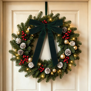 Attaches personnalisées pour guirlandes de Noël, grands nœuds en velours réutilisables pour couronnes de Noël, pour décorations de balustres intérieures et extérieures - Product Image 6