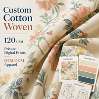 Tissu en coton tissé imprimé numérique personnalisé, 100% coton, design privé, tissu en popeline de coton pour robe