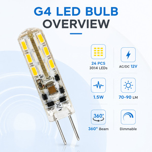 หลอดไฟ LED G4 1.5W 12V AC DC ปรับความสว่างได้ ไม่กระพริบ SMD 2835 15000H รับประกัน 2 ปี CE RoHS ETL สำหรับโคมไฟระย้าภายในอาคาร - Product Image 2