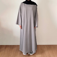 Ensemble Abaya Fermée en Coton et Lin Sur Mesure avec Jupe, Robe Modeste et Élégante pour Femme Musulmane, Vêtement Islamique en Gros, Abaya 2 Pièces