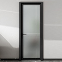 Porte de salle de bain à battant en verre trempé et alliage d'aluminium au design moderne, étanche et personnalisable haut de gamme