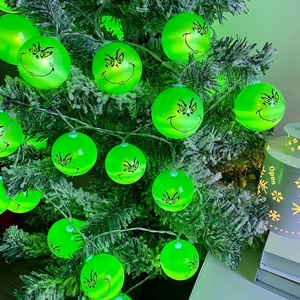 Cadena de luces de bola de Navidad LED de diseño personalizado luces decorativas <span class=keywords><strong>Grinch</strong></span> impermeables para árbol de Navidad plástico alimentado por batería - Product Image 2