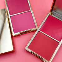Luxe witte papieren verpakking 2-in-1 minerale blush palette gezichtsmake-up aangepaste logo langdurige waterproof matte finish