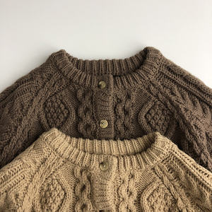 Cardigan coréen pour enfants pour l'automne et l'hiver 2021, cardigan rétro en laine de chanvre pour bébé, chandail pour garçons et filles - Product Image 5